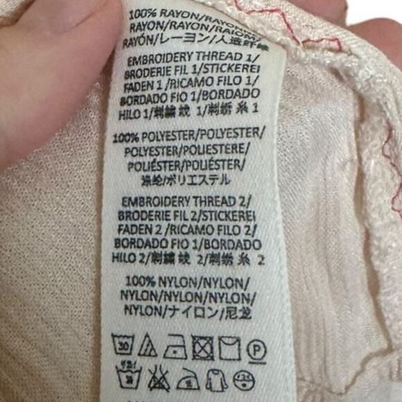 Free People Wind Willow Cashmere Dress Long Sleeve Mini Red Cream Size XS - Picture 9 of 11